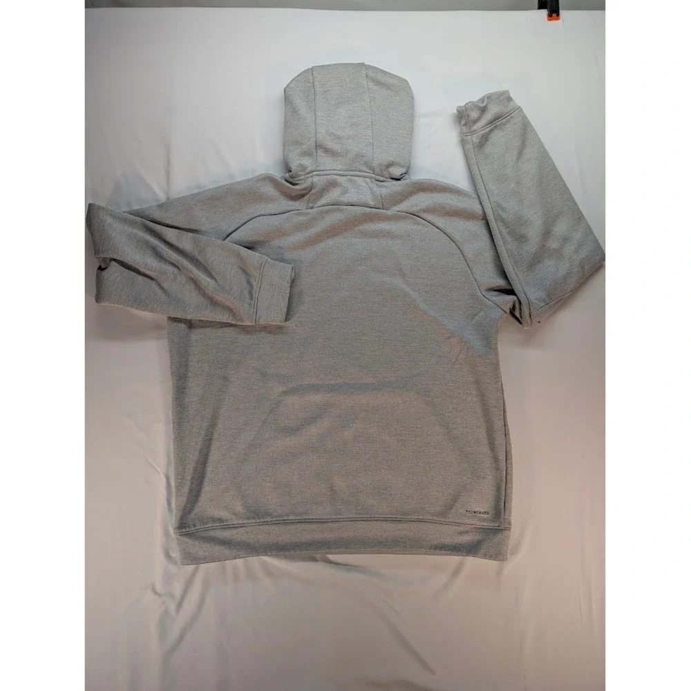 Adidas Mens Heather Grey Performance Logo Graphic Pullover Hoodie Sweatshirt